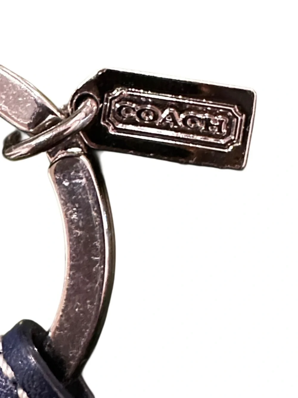 Coach Navy Leather 'Passport' Keychain with Gold Hardware - Picture 6 of 13